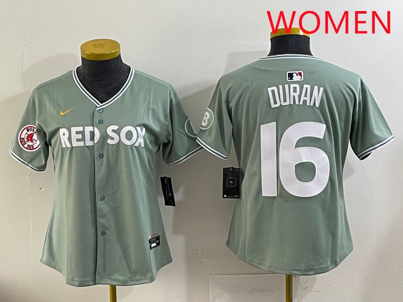 Women 2025 Boston Red Sox #16 Duran Light Green Joint Name Nike MLB Jersey style 8